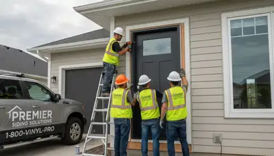 Professional door installation with durable vinyl siding in San Antonio, TX homes