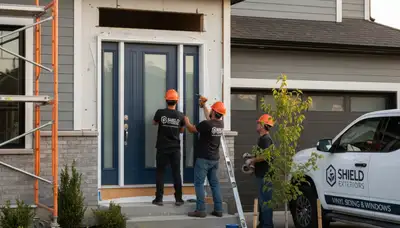 Professional door installation with durable vinyl siding in San Antonio, TX homes