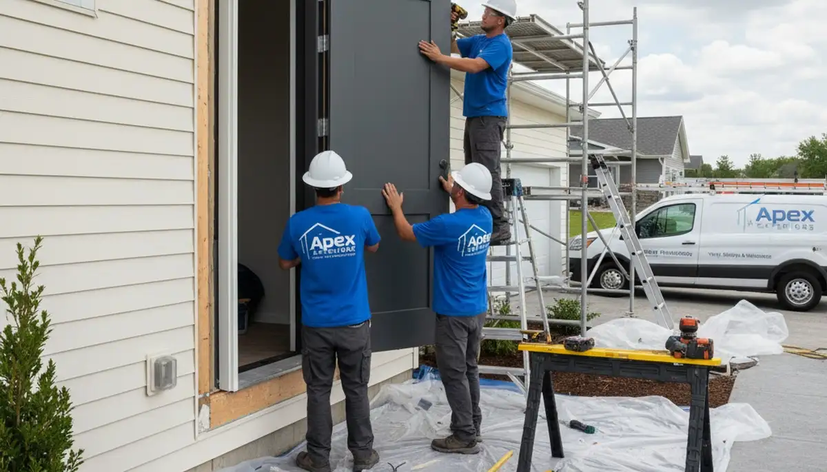 Professional door installation by vinyl siding experts in San Antonio, TX home exterior