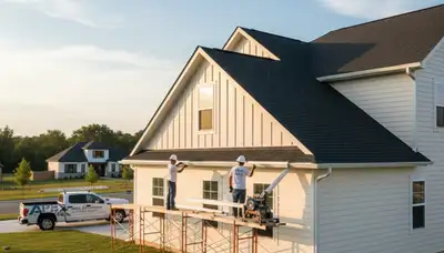 Seamless aluminum gutters on vinyl siding home in San Antonio, TX installed by Next Level Exteriors