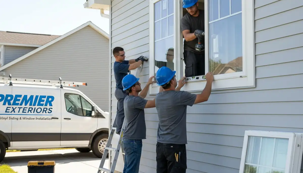 Professional window installation with vinyl siding in San Antonio, TX by Next Level Exteriors