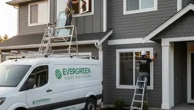 Technician repairing home window frame in San Antonio TX for Next Level Exteriors vinyl siding service